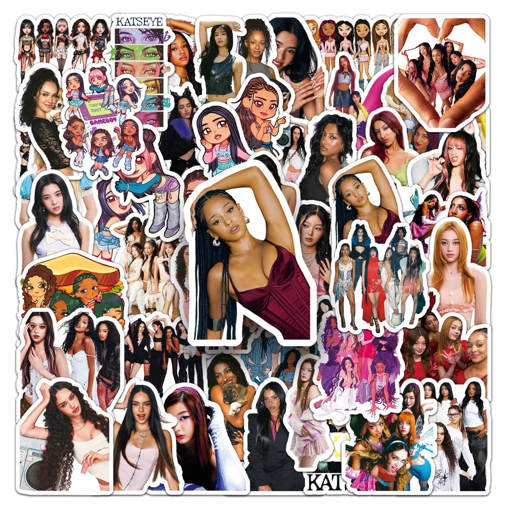 Laptop Accessories Girly - 50 Buah Stiker Grafiti KATSEYE Grup