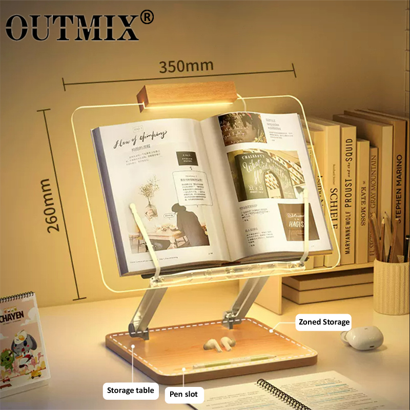 Laptop Extra Accessories - Stand Baca Kayu dengan Lampu Akrilik