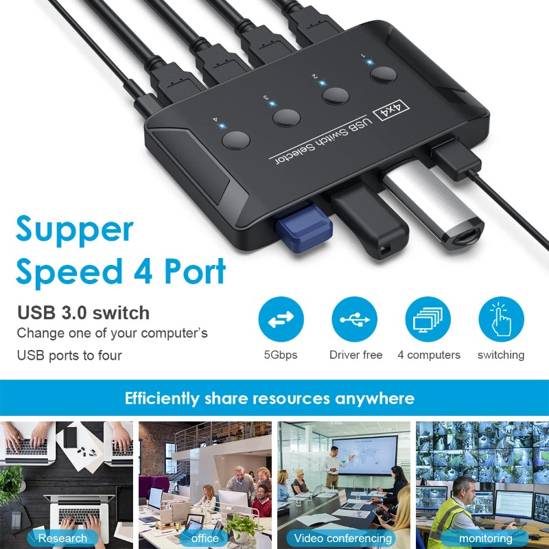 4 In 4 Out KVM USB3.0 Switch P - Laptop Accessories Women ulasan dan harga